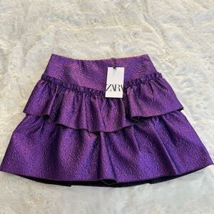 Purple Pleated Zara Mini Skirt